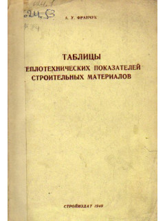 Таблицы теплотехнических показателей строительных материалов